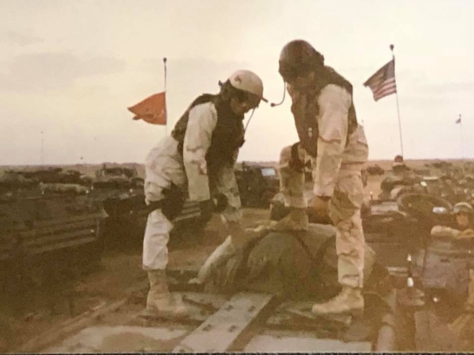 Tracey shown moments before departing for Iraq